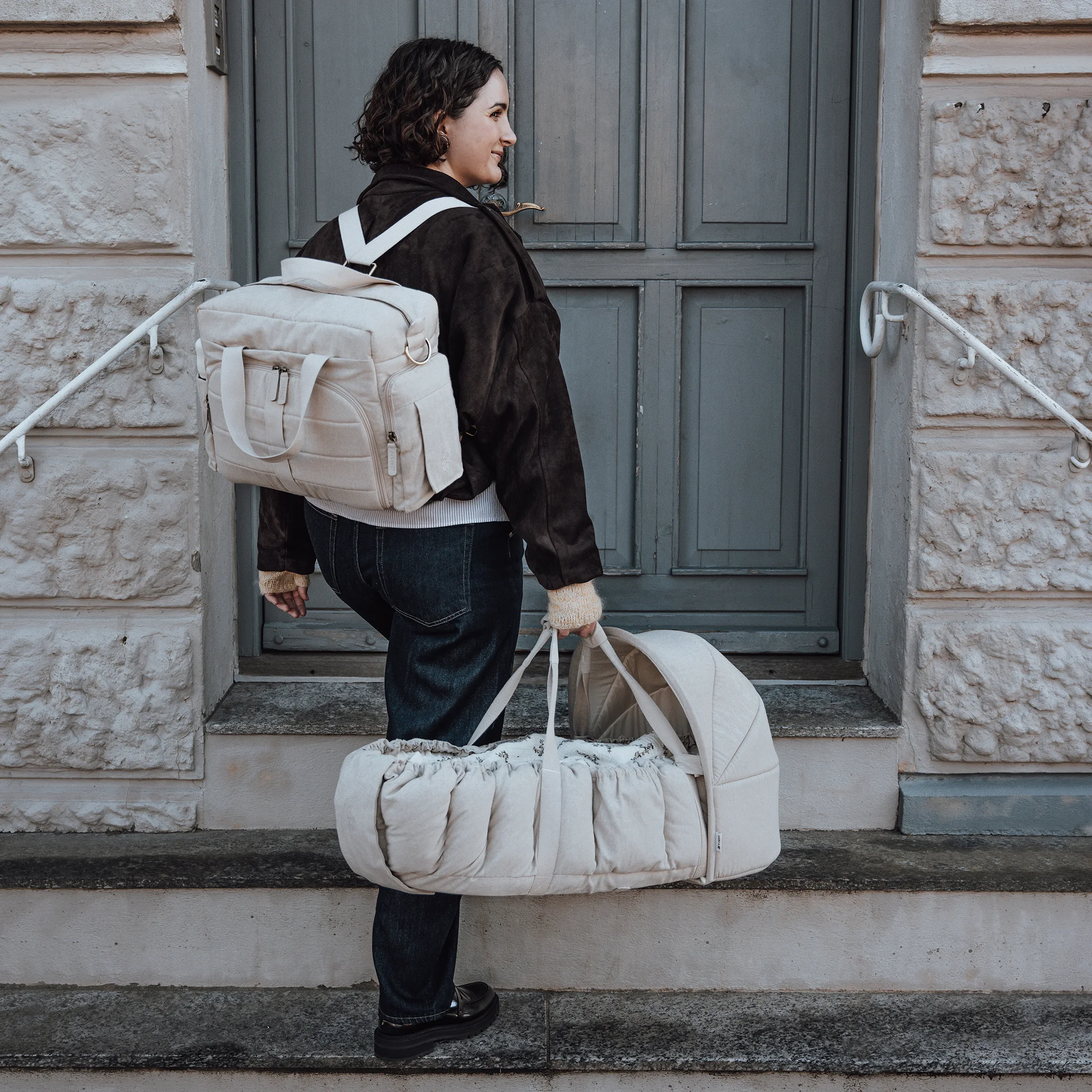 Sebra On-the-go Wickeltasche „morning beige melange“