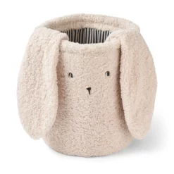 Liewood Aufbewahrungskorb Hase Morley „Nebelgrau“ aus Teddystoff, ø32x38cm