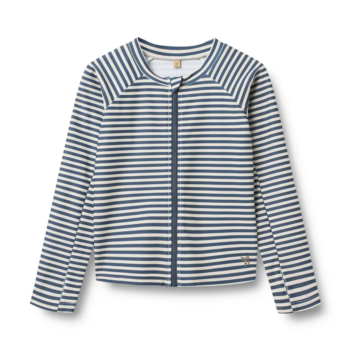 Wheat Langarm-Badeshirt Ada mit Reißverschluss „Blue Stripe“