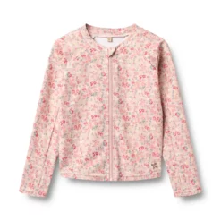 Wheat Langarm-Badeshirt Ada mit Reißverschluss „Powder Flowers and Seashells“