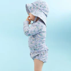 Wheat Wheat Baby-Badeshirt Dilan Langarm „Purple Light Petunias“