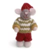Gry & Sif Weihnachtsmaus „graue Maus / gestreifter Strickpullover“ 8cm – Herstellerbild 1