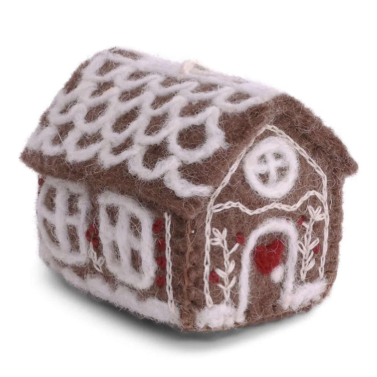 Gry & Sif Weihnachtsbaumschmuck „großes Lebkuchenhaus mit Stickerei“ 6cm – Herstellerbild 1