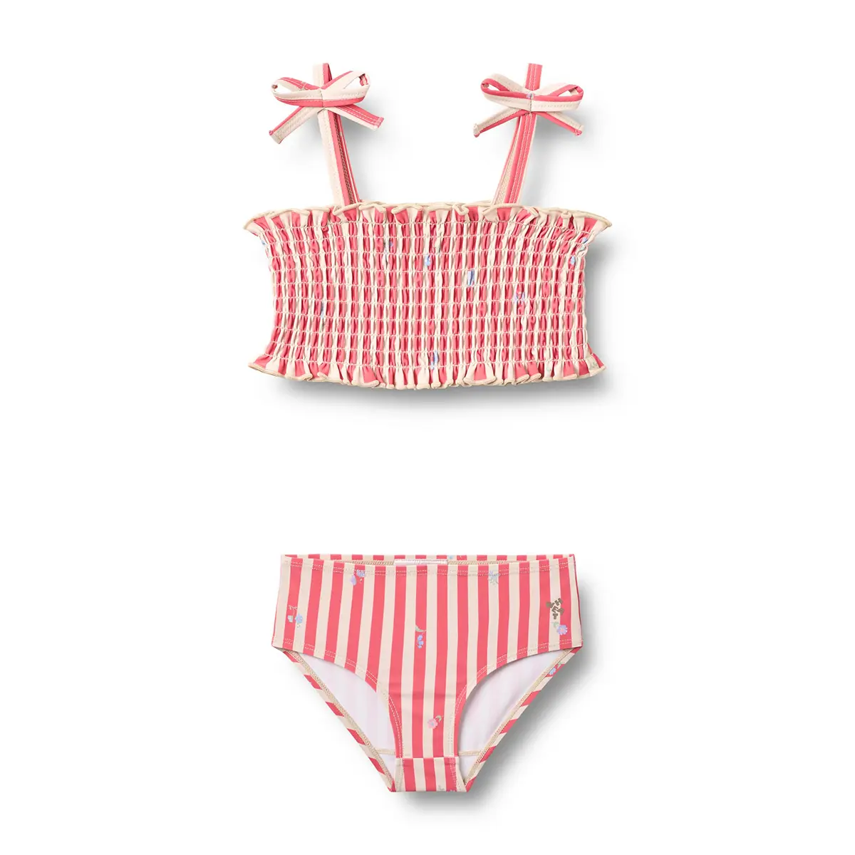 Wheat Kinder-Bikini Carla „Red Stripe Flowers“, Gr. 98, 104, 110, 116
