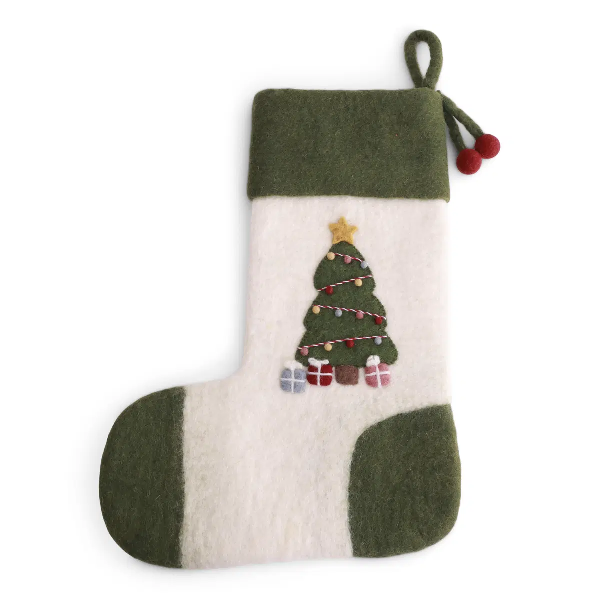 Gry & Sif Filzdekoration „Weihnachtsstrumpf mit Weihnachtsbaum“ 48cm – Herstellerbild 1
