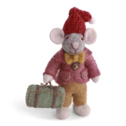 Gry & Sif Weihnachtsmaus „graue Maus / Koffer“ 12cm – Herstellerbild 1