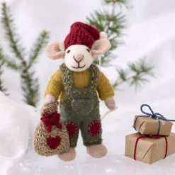 Gry & Sif Weihnachtsmaus „weiße Maus / Geschenksack“ 12cm – Herstellerbild 2