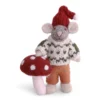 Gry & Sif Weihnachtsmaus „graue Maus / Junge mit Pilz“ 12cm – Herstellerbild 1
