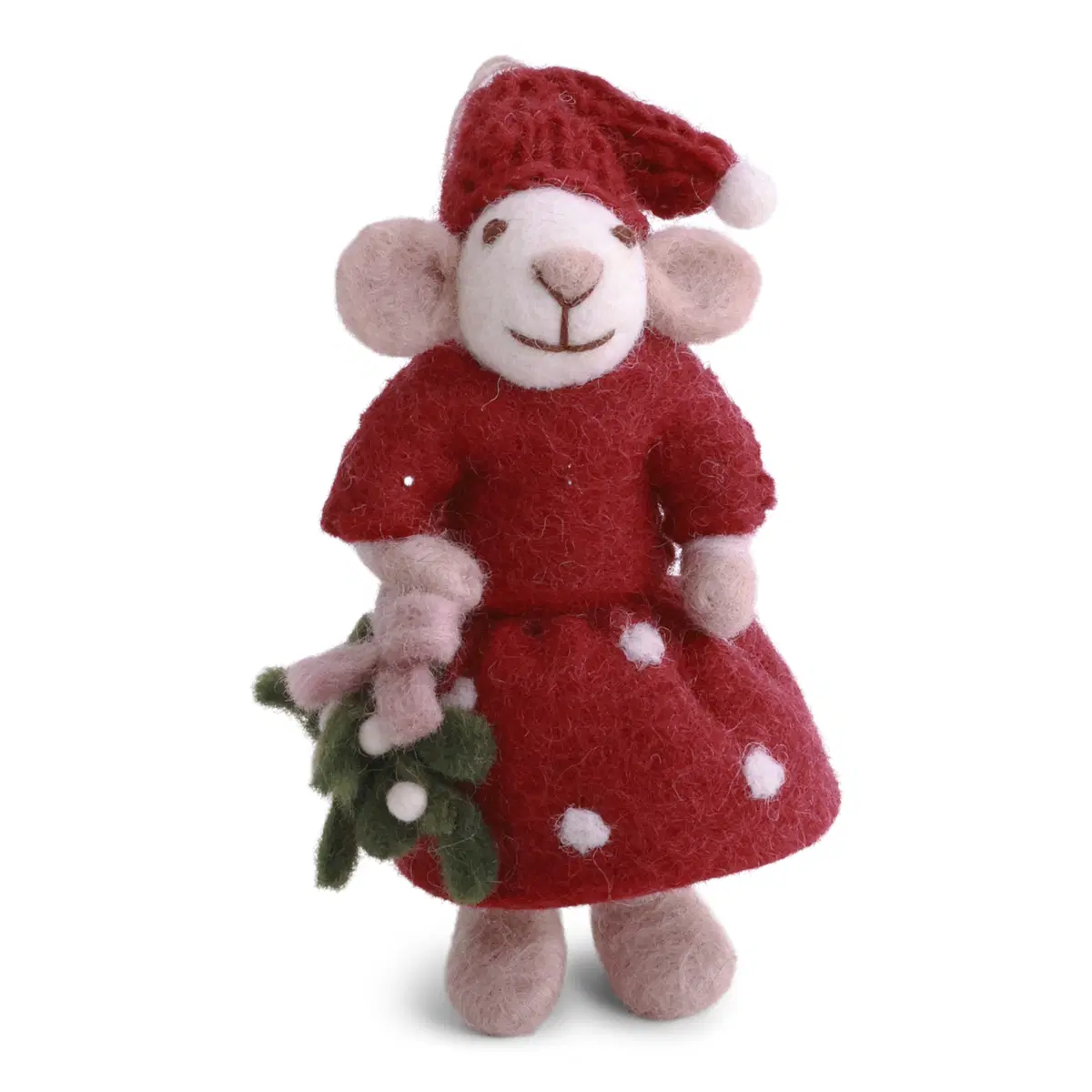 Gry & Sif Weihnachtsmaus „weiße Maus / Mistelzweig“ 12cm – Herstellerbild 1