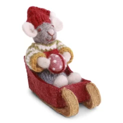 Gry & Sif Weihnachtsmaus „graue Maus / Schlitten“ 10cm – Herstellerbild 1