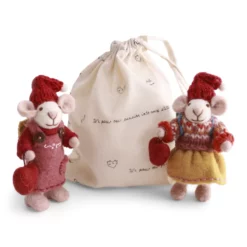 Gry & Sif Weihnachtsmaus „weiße Jubiläumsmäuse mit Herzen, 2er-Set“ 12cm – Herstellerbild 2