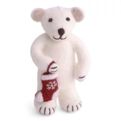 Gry & Sif Eisbär „weiß / mit Weihnachtsstrumpf“ 10cm – Herstellerbild 1