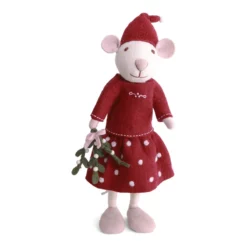 Gry & Sif Weihnachtsmaus „weiße Maus / Mistelzweig“ 60cm – Herstellerbild 1