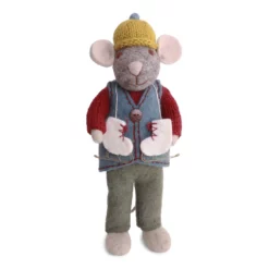 Gry & Sif Weihnachtsmaus „graue Maus / Weste und Schlittschuhe“ 27cm – Herstellerbild 1