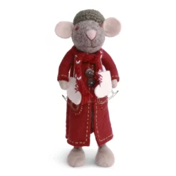 Gry & Sif Weihnachtsmaus „graue Maus / Mantel und Schlittschuhe“ 27cm – Herstellerbild 1