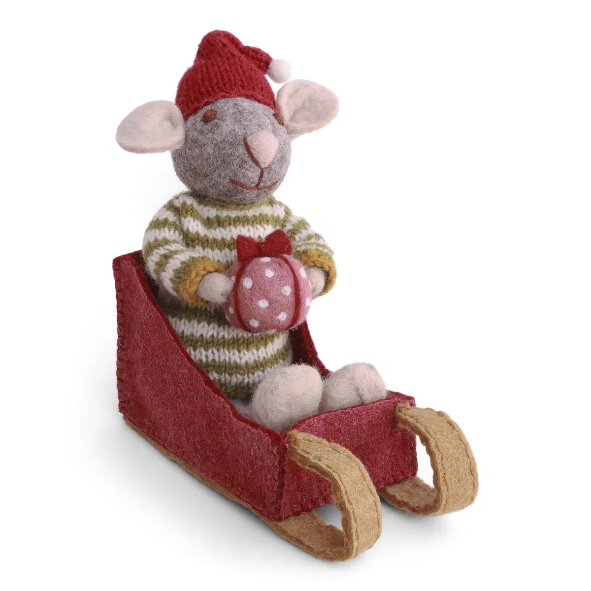 Gry & Sif Weihnachtsmaus „graue Maus / Schlitten“ 18cm – Herstellerbild 1