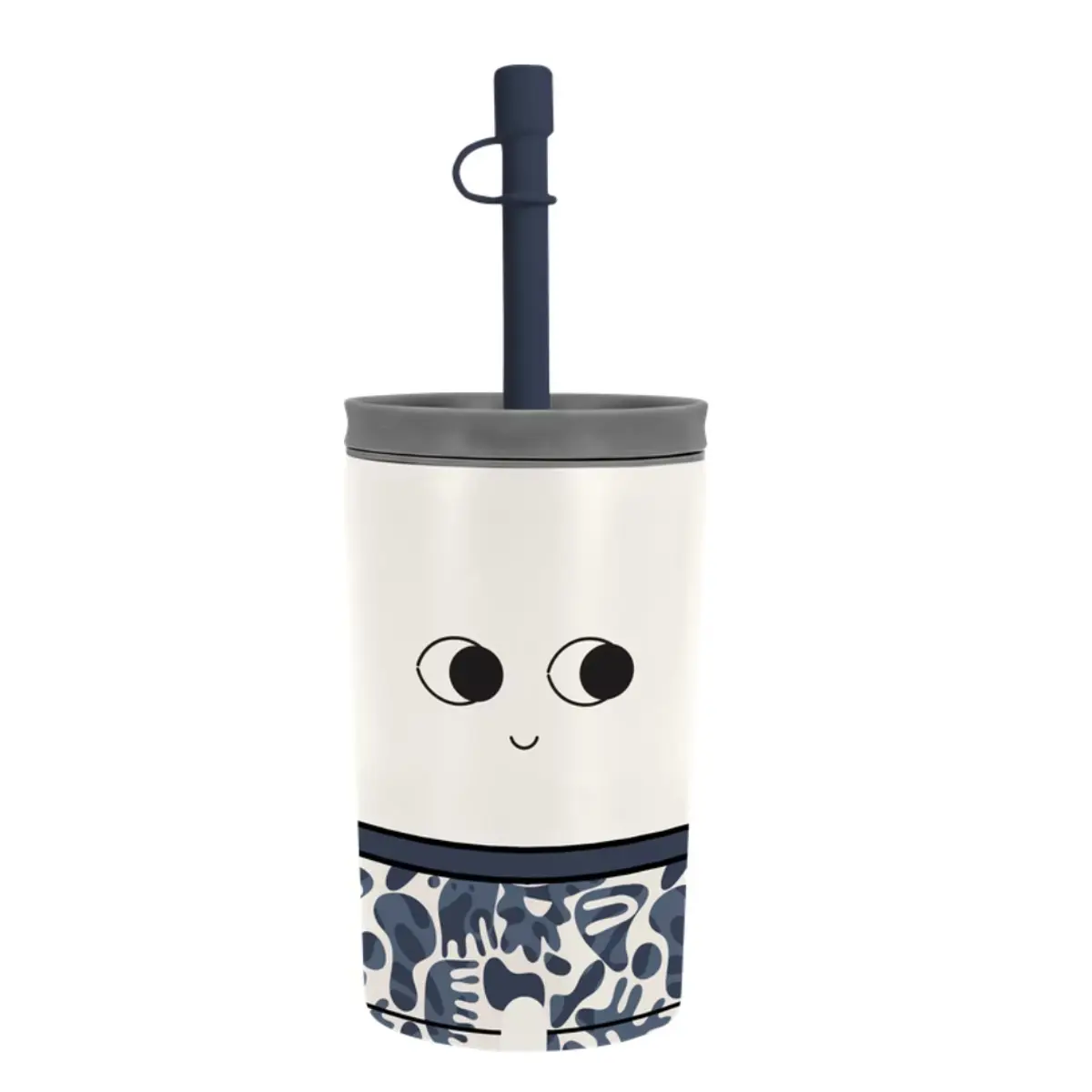 ASOBU Fuzzie Trinkbecher mit Plüschüberzug Katze „Mittens“, 360ml – Edelstahlbecher