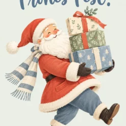 Illustrierter Weihnachtsmann mit Weihnachtsgruß – Geschenkgutschein