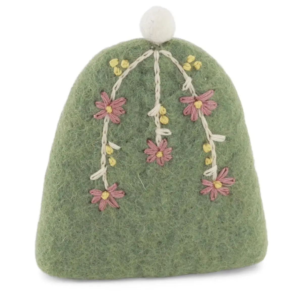 Gry und Sif bestickter Filz Eierwärmer Dusty Green – Freisteller