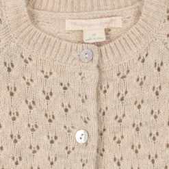 Konges Sløjd Strickjacke Belle „Cream and Tulips“ – Rundhalsausschnitt und Knopfleiste