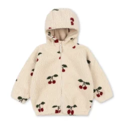Konges Sløjd Jody Teddy Hoodie „Ma grande cerise“ auf weißem Hintergrund