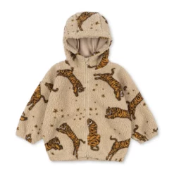 Konges Sløjd Jody Teddy Hoodie „Tiger“ auf weißem Hintergrund