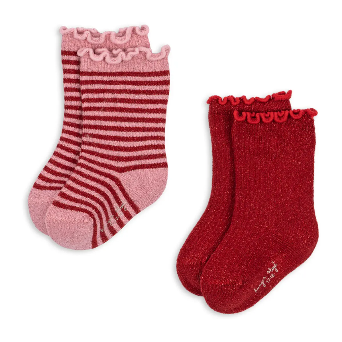 Konges Sløjd Glitzersocken im 2er-Pack „Red stripe“