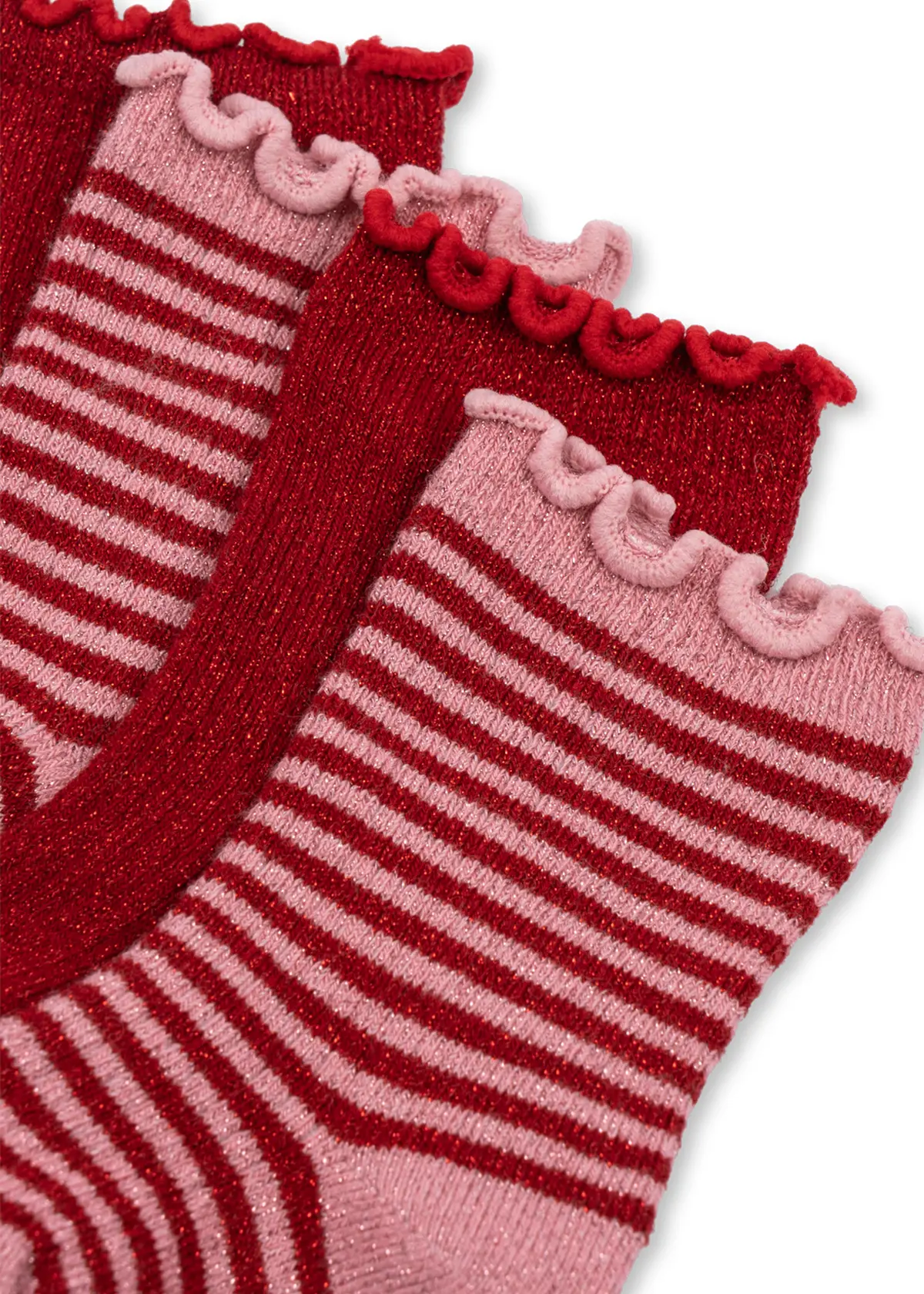 Konges Sløjd Glitzersocken im 2er-Pack „Red stripe“ – Bild 2