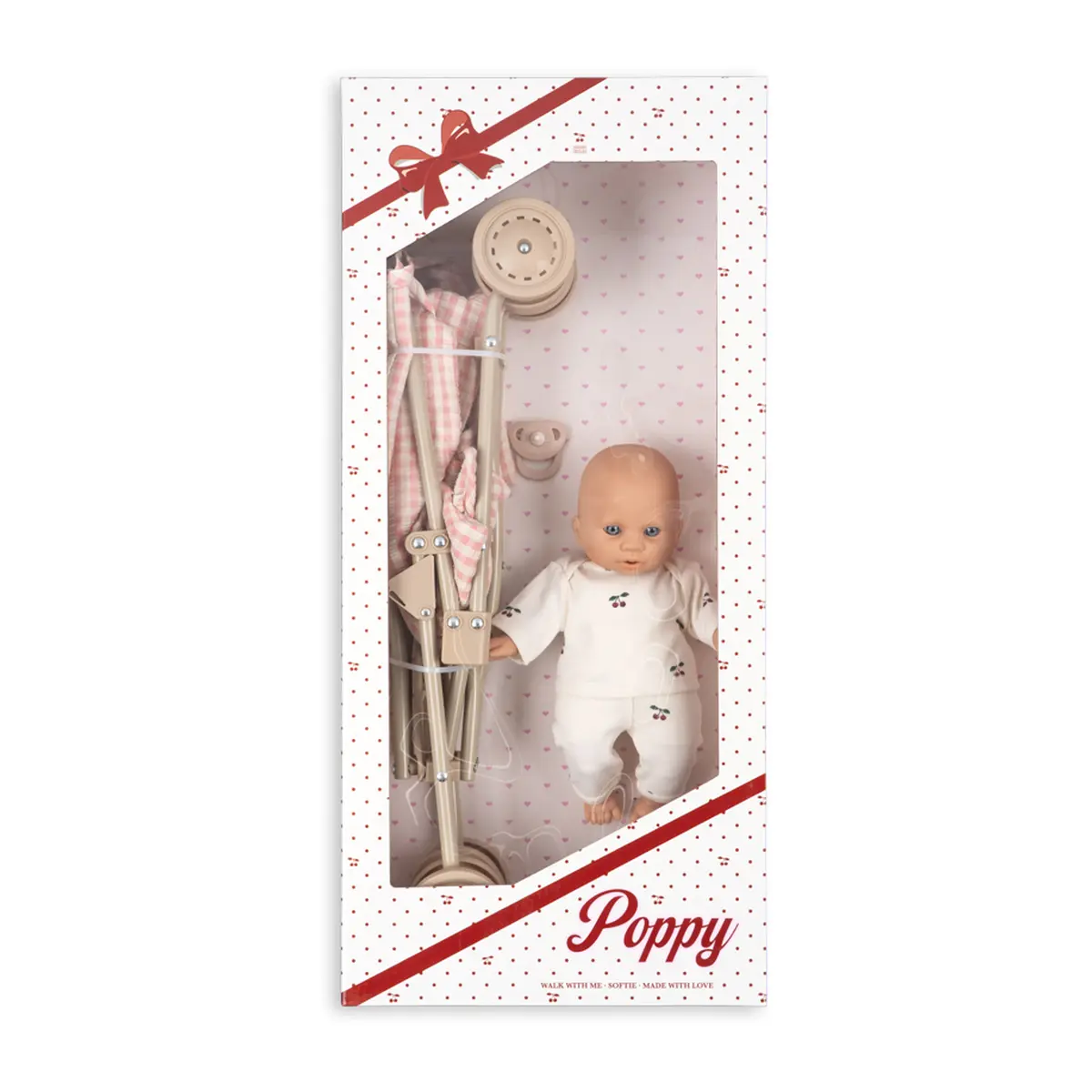 Konges Sløjd Puppenbuggy-Set Poppy „Pink check“ – Bild 2