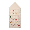Liewood Adventskalender Babbo in Hausform mit nummerierten Taschen und Weihnachtsmotiven.
