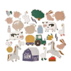 Vento-Magnete Farmlife als einzelne Bauernhoftiere, Fahrzeuge und weitere Bauernhofmotive ausgelegt.