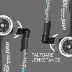 Maxi Micro Deluxe Foldable LED Volcano Grey: Faltbare Lenkstange im Detail