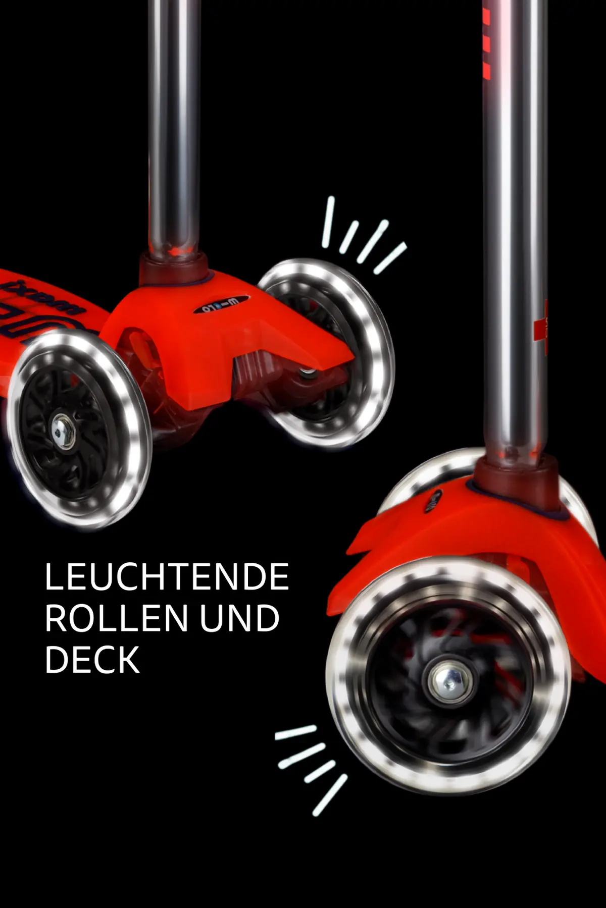 Maxi Micro Deluxe Glow LED Aura Red: Leuchtende Rollen und Trittbrett im Detail