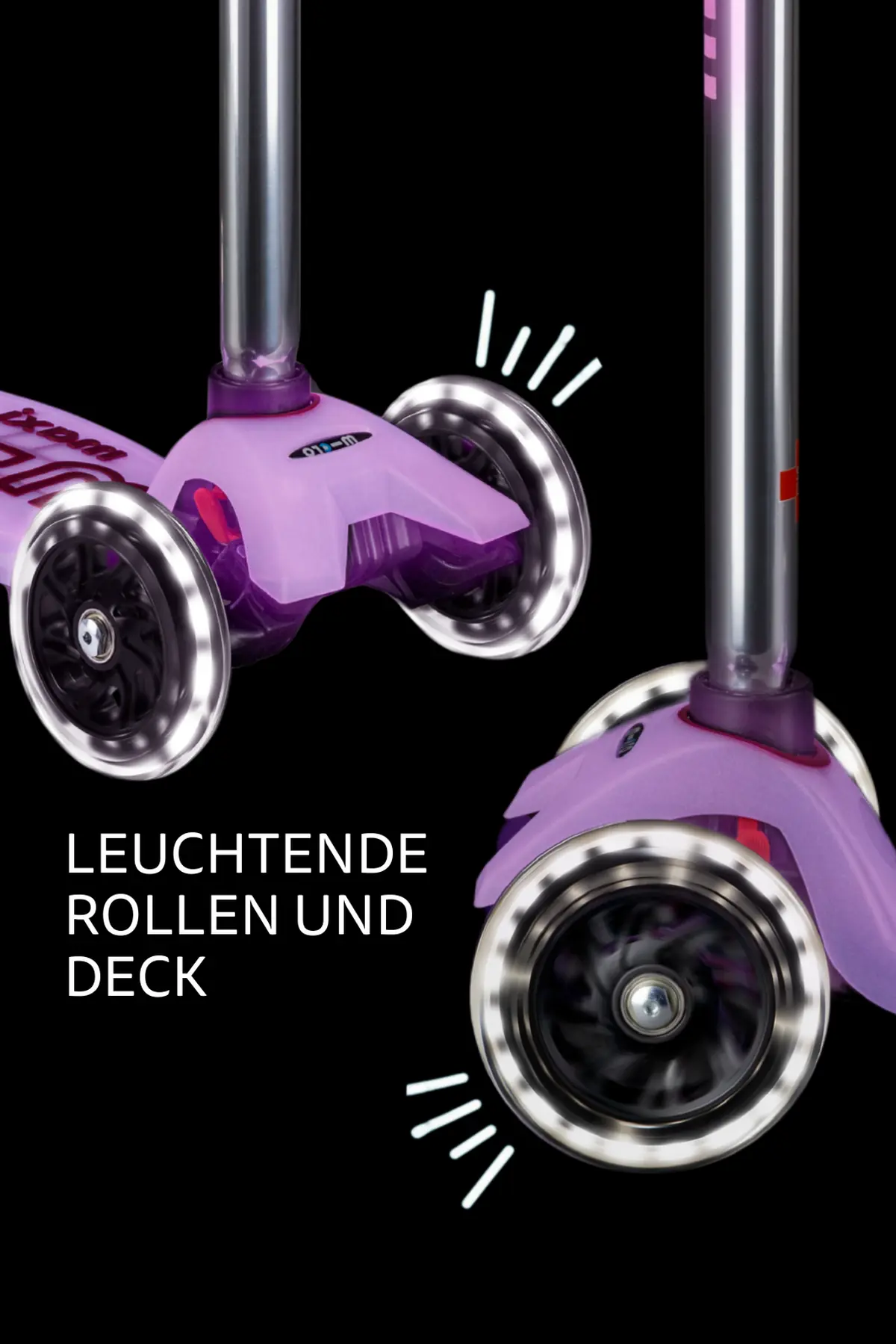Maxi Micro Deluxe Glow LED Luminous Purple: Leuchtende Rollen und Trittbrett im Detail