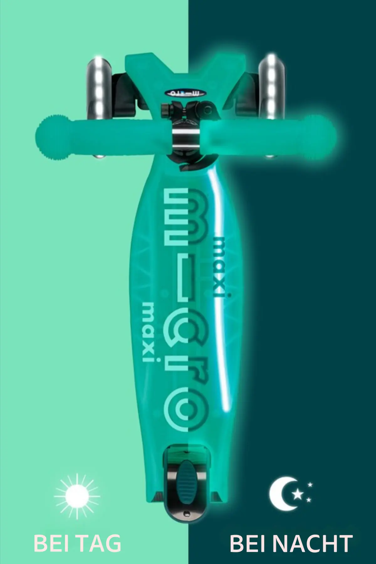 Maxi Micro Deluxe Glow LED Plus Jelly Green: Trittbrett bei Tag und Nacht