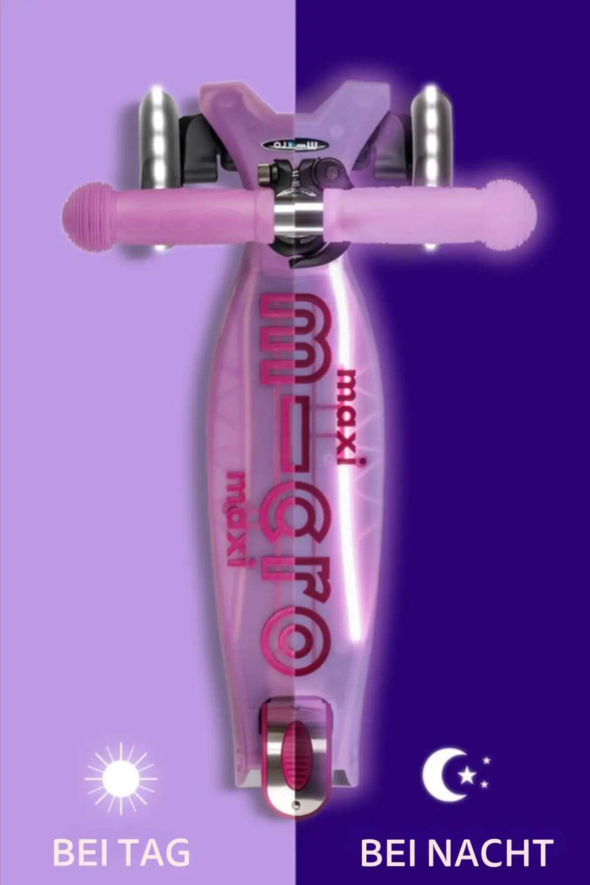 Maxi Micro Deluxe Glow LED Plus Luminous Purple: Trittbrett bei Tag und Nacht