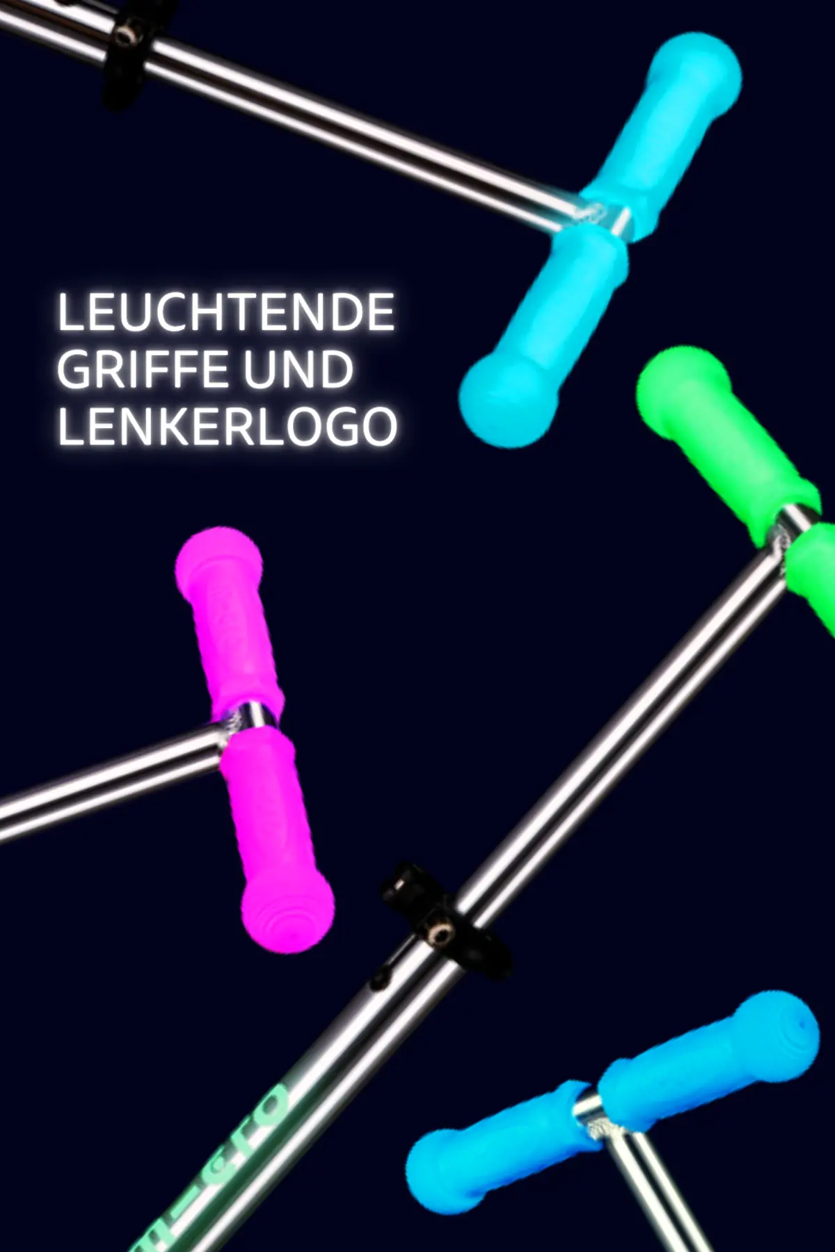 Maxi Micro Deluxe Glow LED Plus – mehrere Ausführungen: Leuchtende Griffe und Lenkerlogo in mehreren Farben