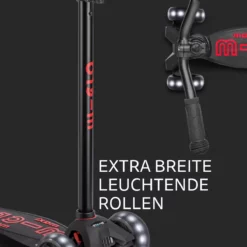 Maxi Micro Deluxe Pro LED Black/Red: Breite leuchtende Rollen und Lenker