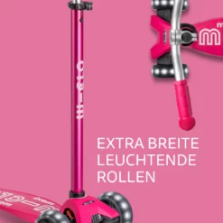 Maxi Micro Deluxe Pro LED Pink: Breite leuchtende Rollen und Lenker