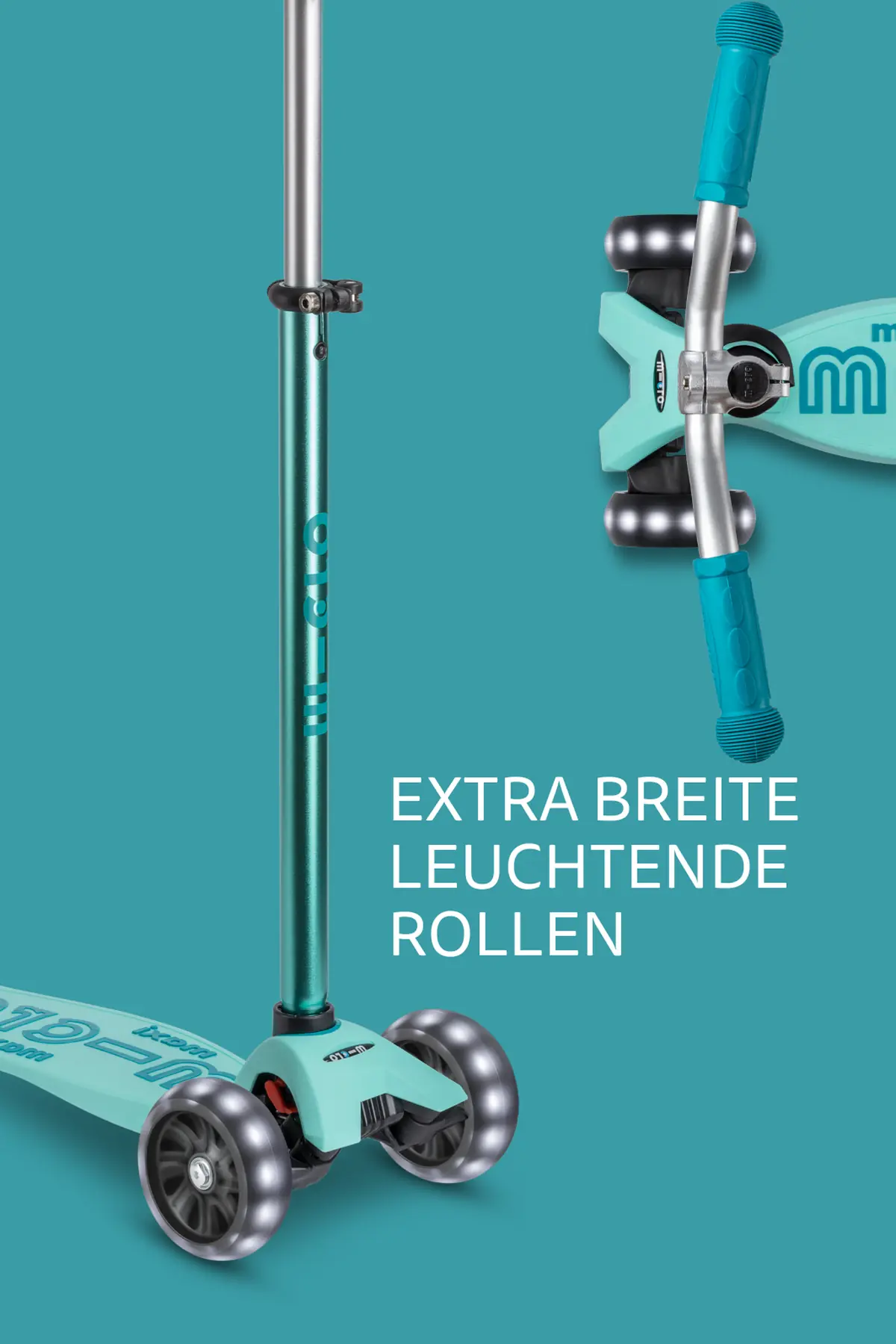 Maxi Micro Deluxe Pro LED Vibrant Blue: Breite leuchtende Rollen und Lenker