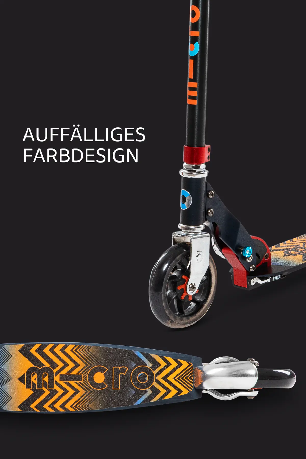 Micro Speed Aztec Black: Farbdesign von Trittbrett und Vorderteil