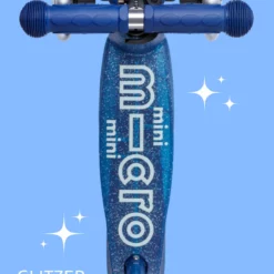 Mini Micro Deluxe Galaxy Glitter LED Navy: Glitzerndes Trittbrett und Bremse von oben