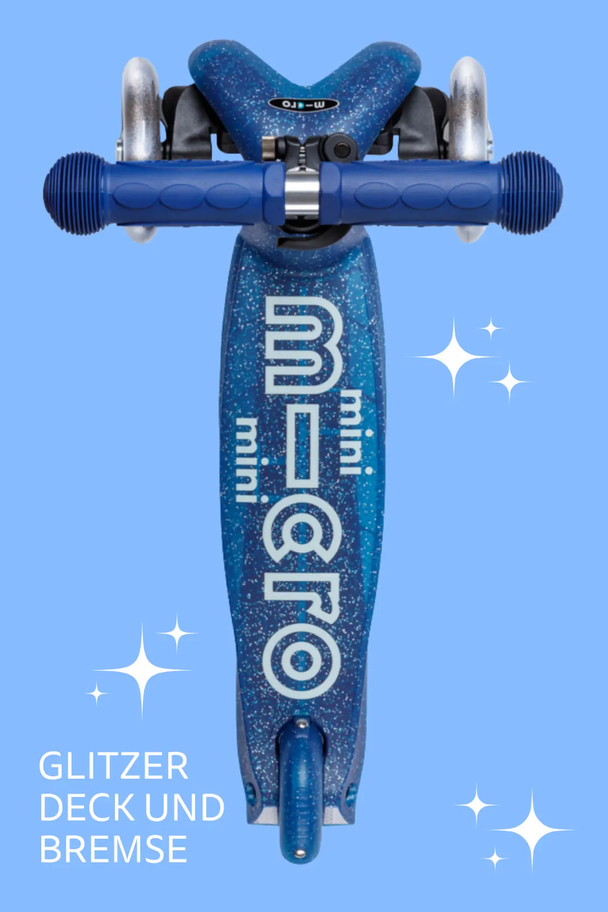 Mini Micro Deluxe Galaxy Glitter LED Navy: Glitzerndes Trittbrett und Bremse von oben