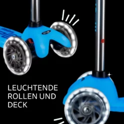 Mini Micro Deluxe Glow LED Arctic Blue: Leuchtende Rollen und Trittbrett im Detail