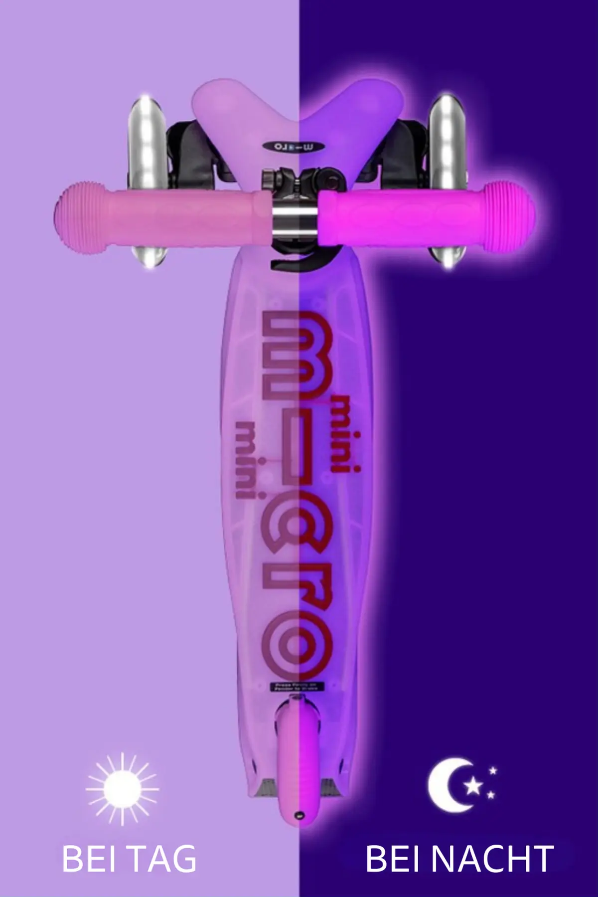 Mini Micro Deluxe Glow LED Frosty Pink: Trittbrett bei Tag und Nacht
