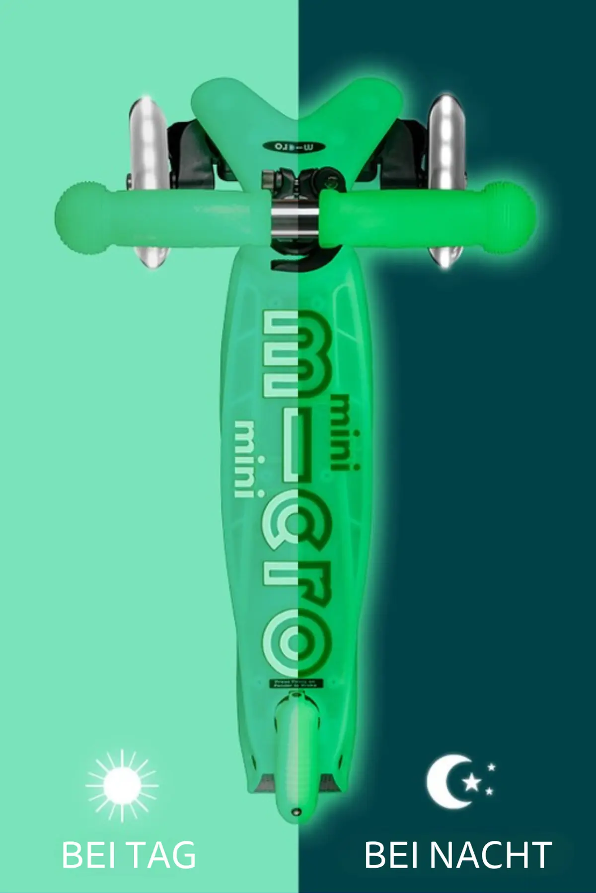 Mini Micro Deluxe Glow LED Icy Lime: Trittbrett bei Tag und Nacht