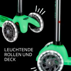 Mini Micro Deluxe Glow LED Icy Lime: Leuchtende Rollen und Trittbrett im Detail