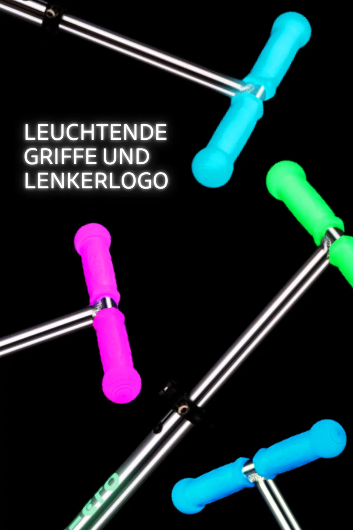 Mini Micro Deluxe Glow LED – mehrere Ausführungen: Leuchtende Griffe und Lenkerlogo in mehreren Farben