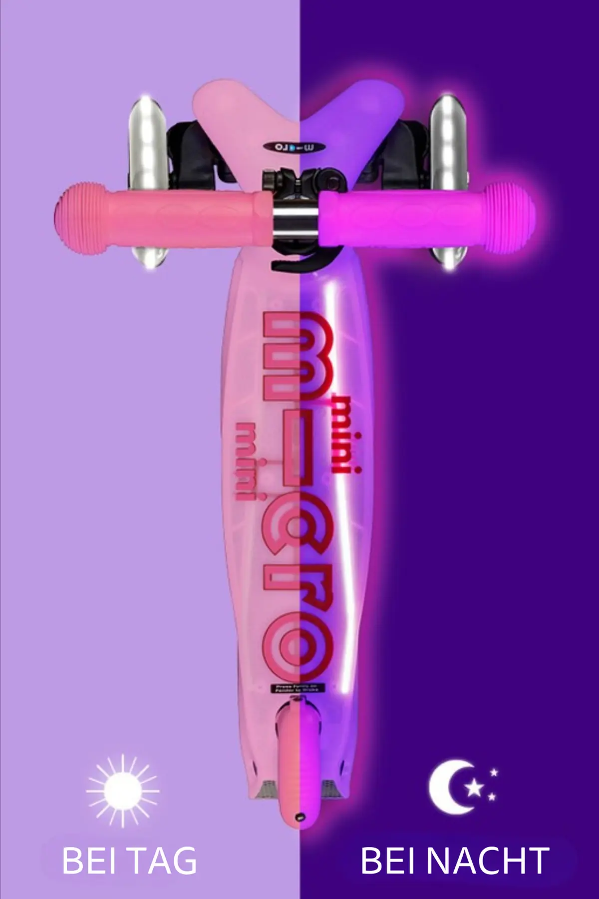 Mini Micro Deluxe Glow LED Plus Frosty Pink: Trittbrett bei Tag und Nacht