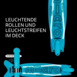 Mini Micro Deluxe Glow LED Plus Glacier Aqua: Leuchtende Rollen und Leuchtstreifen im Trittbrett